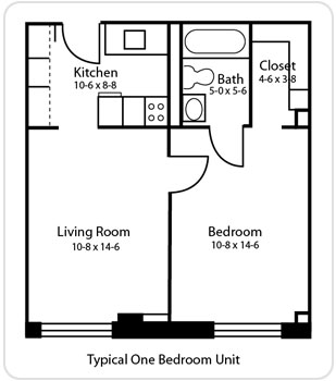 Typical One Bedroom Unit